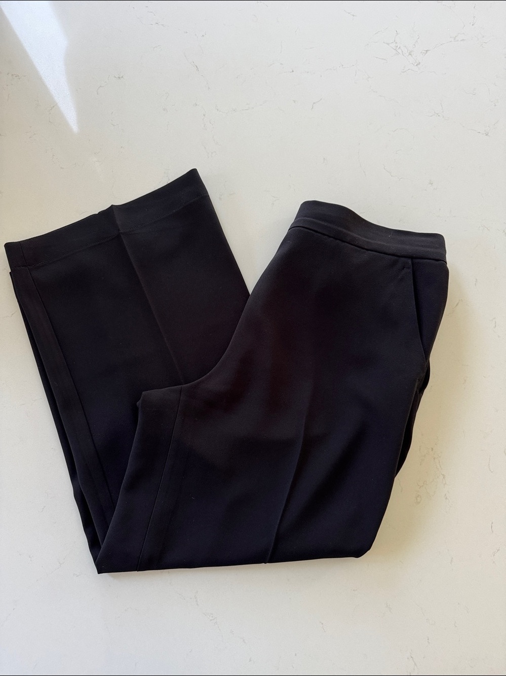 LOFT Women's Black Wide-Leg Stretch Dress Pants Crop Size: M